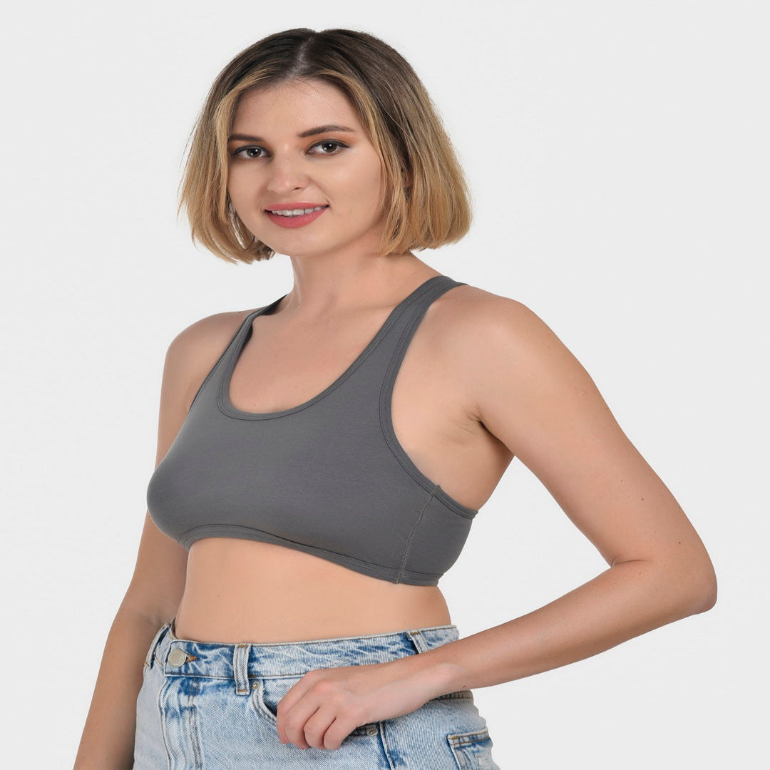 Buy Bruchi Club Grey Racerback Sports Bra online in India