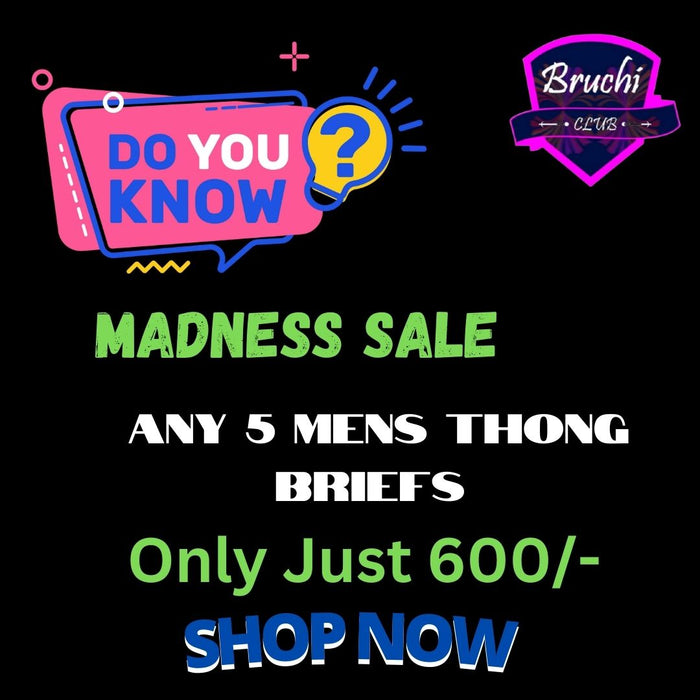 Madness Sale - Any 5 Men Thong  ₹600 Only