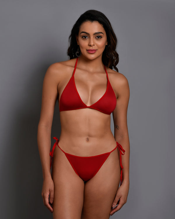 Buy Women Red Anti Bacterial Bamboo Lingerie Set Online in India 
