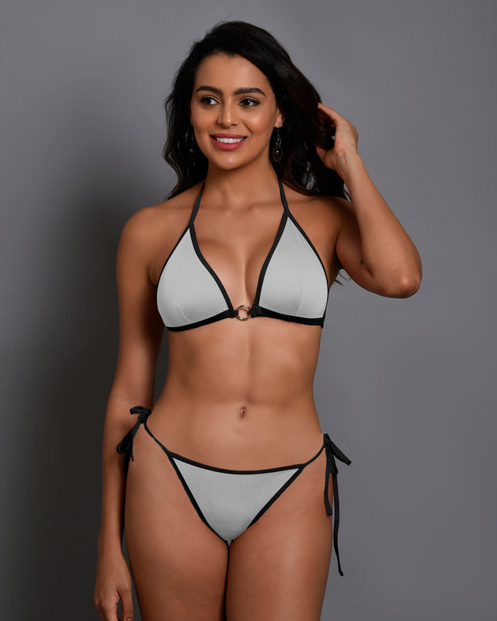 Bruchi Club Gray Nylon Lycra Bikini Set for Women