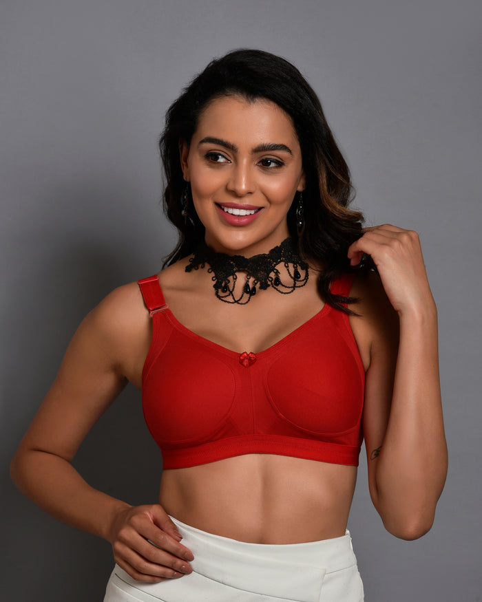 Red super support bra non-padded non-wired women 34B-40D Bruchi Club