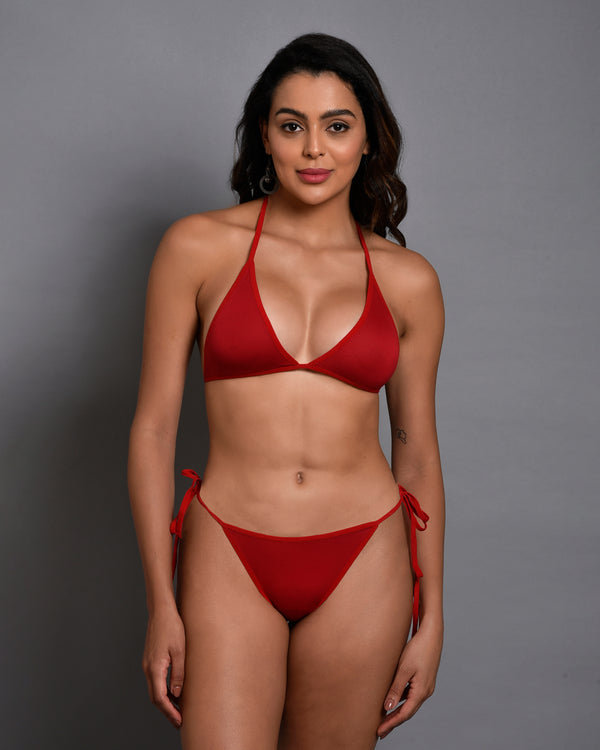 Buy Women’s Red Tie-Up Bikini Set