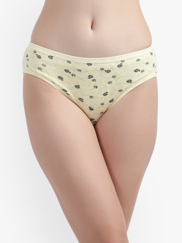 No Ride Up Cotton Panties for Women | Yellow Printed | Best Price