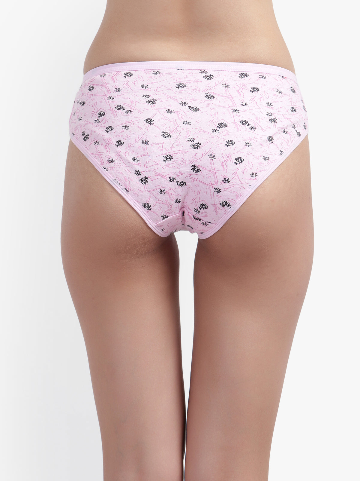 Pink floral-patterned underwear on a white background