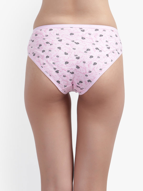 Pink floral-patterned underwear on a white background