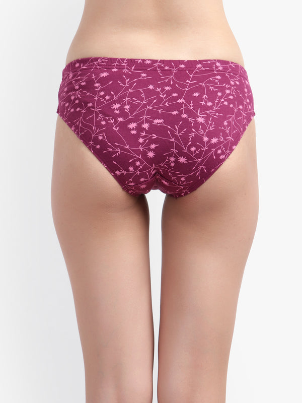 Printed Hipster Women Panty Wine No Ride Up Comfort