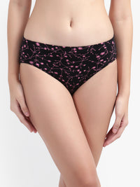 Printed Hipster Women Panty Black No Ride Up Comfort