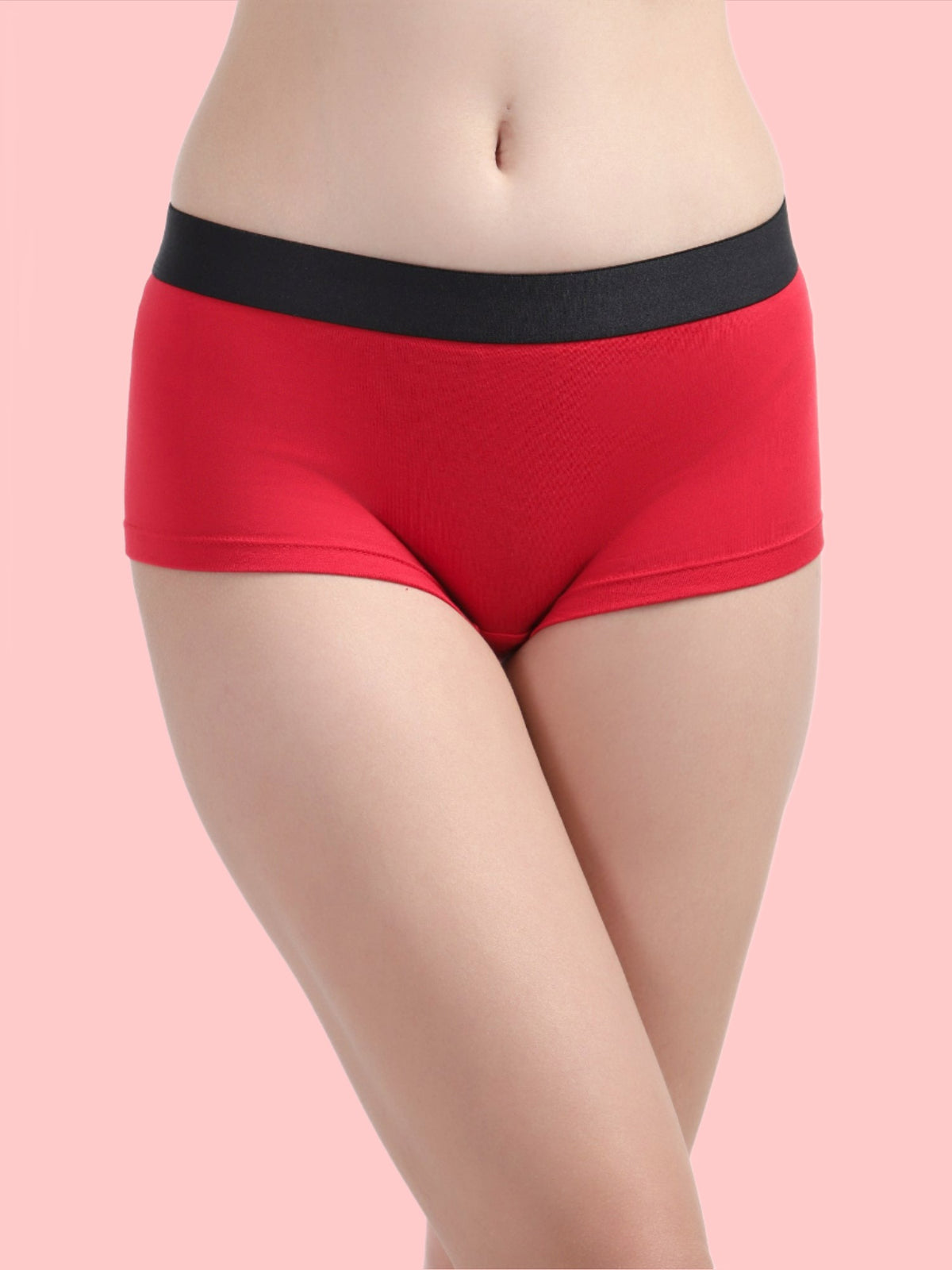 Buy Women Red Antibacterial Bamboo Boxer Brief Panty online in