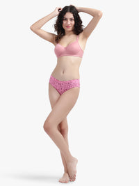 Printed Hipster Women Panty Pink No Ride Up Comfort