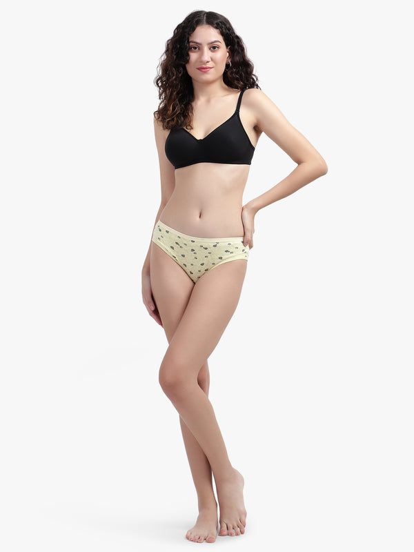 No Ride Up Cotton Panties for Women | Yellow Printed | Best Price