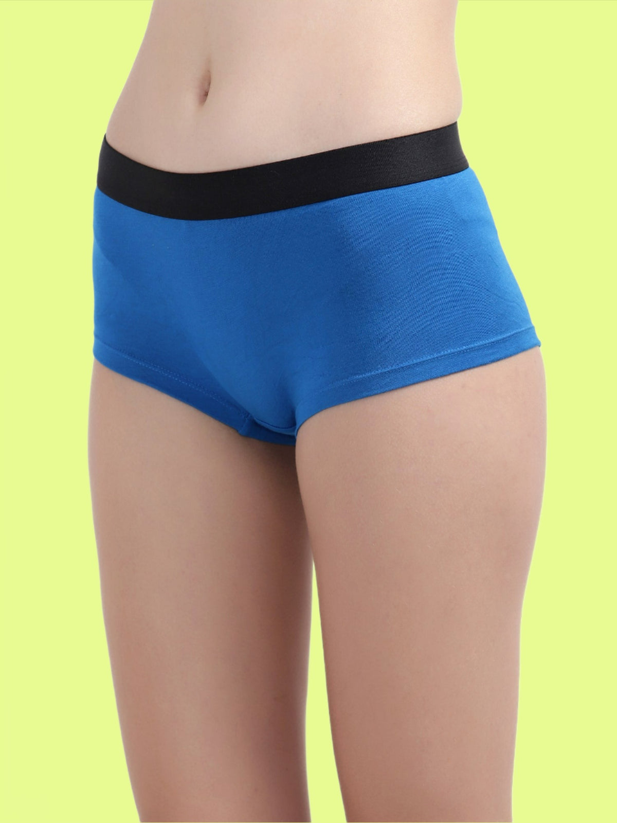 Women Blue Antibacterial Bamboo Boxer Brief Panty