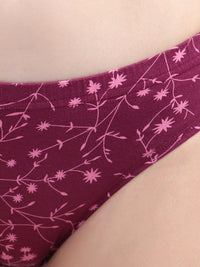Printed Hipster Women Panty Wine No Ride Up Comfort