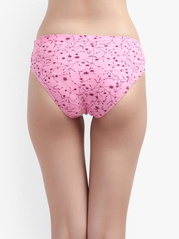 Printed Hipster Women Panty Pink No Ride Up Comfort