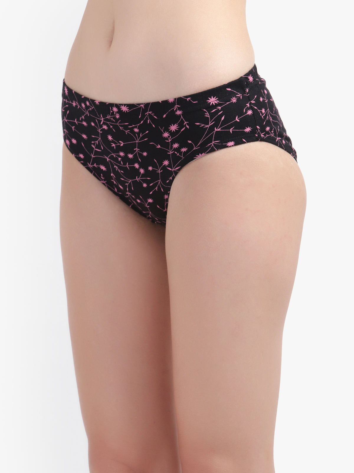 Assorted Printed Black Cotton Women Panty