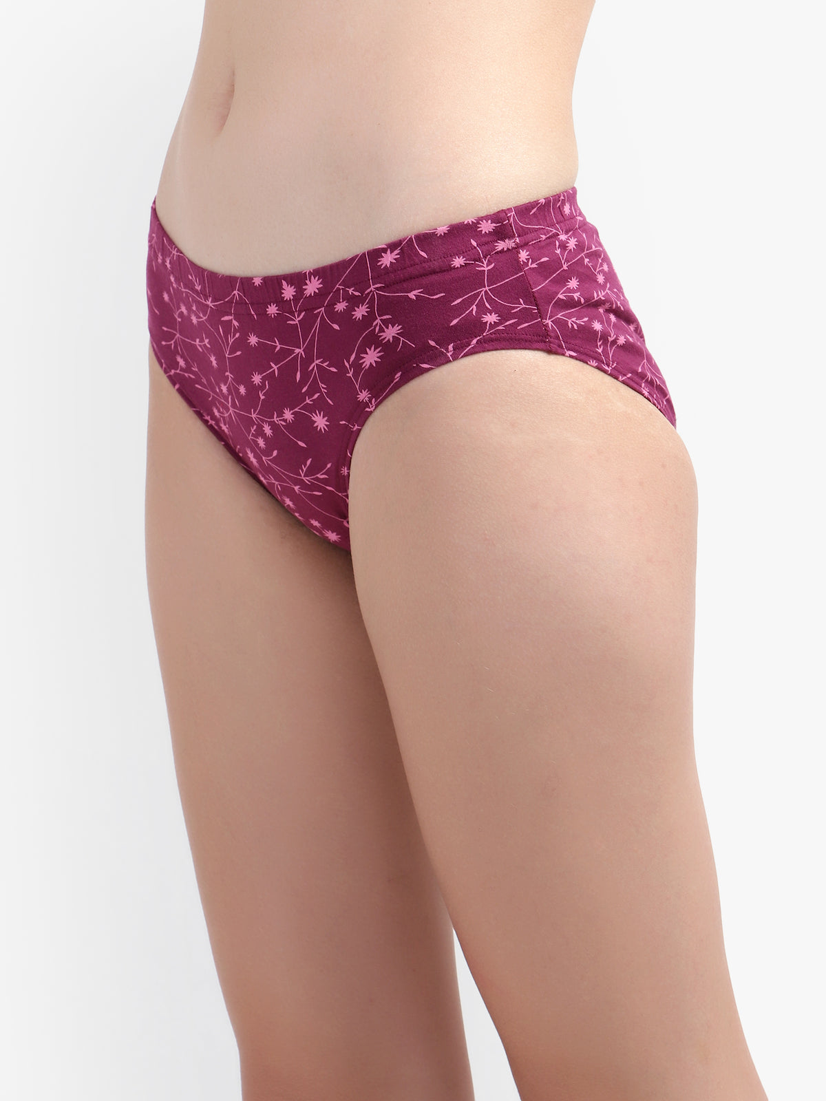 Printed Hipster Women Panty Wine No Ride Up Comfort