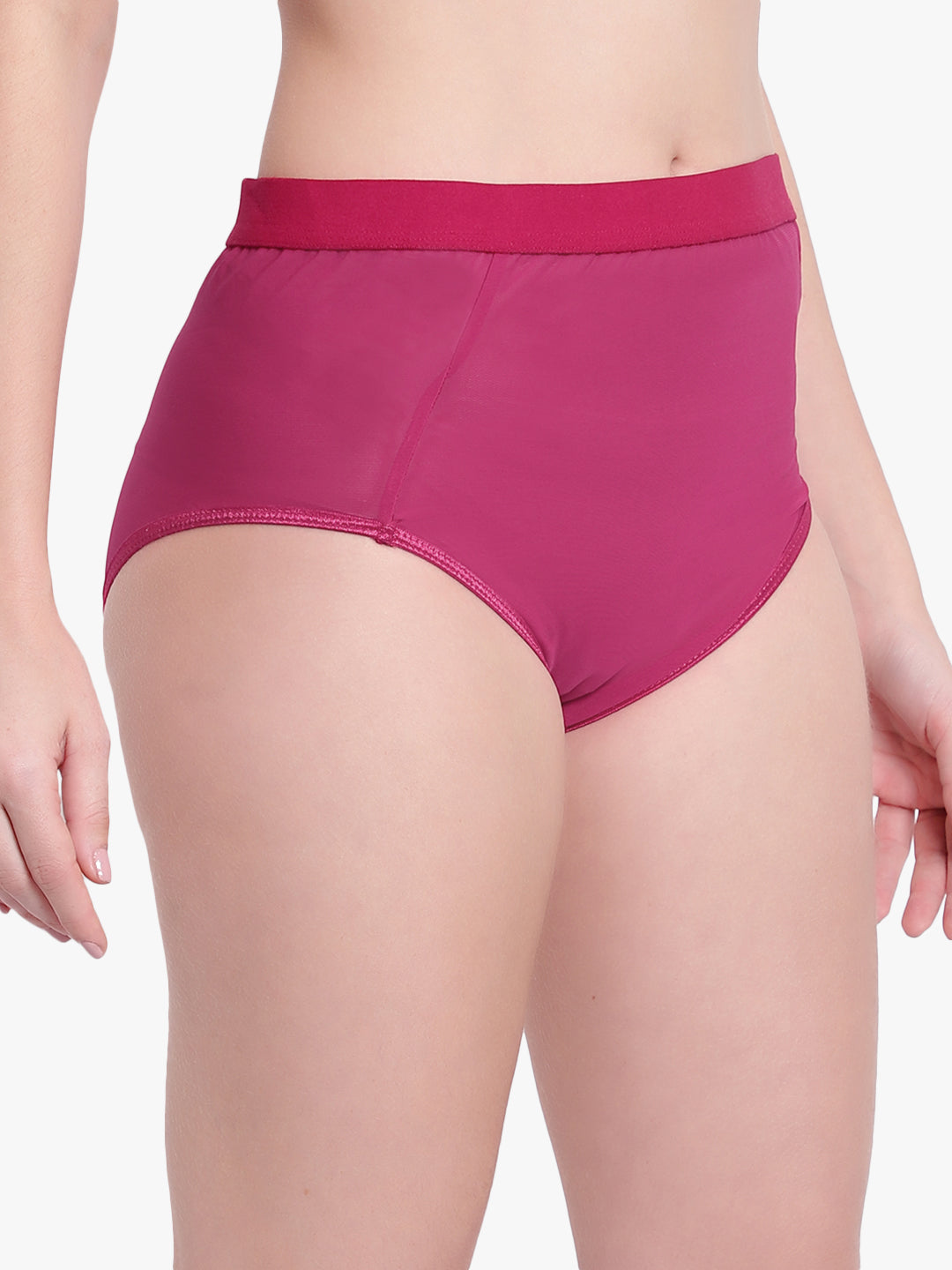 Burgendy Hight waist Mesh Panty for women