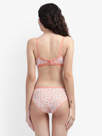Buy Bruchi Club Women's Orange Print Cross Front Cotton Bra Panty Set