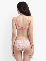 Buy Bruchi Club Women's Orange Print Cross Front Cotton Bra Panty Set