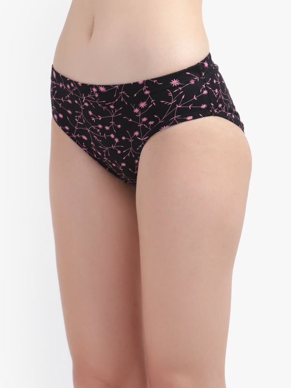 Printed Hipster Women Panty Black No Ride Up Comfort