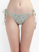 Women Green Print Cotton Bikini Set