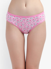Women's Pink Print Cross Front Cotton Minimizer Bra Panty Set