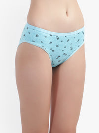 Buy Blue Breathable Printed Cotton Panties for Women No ride up