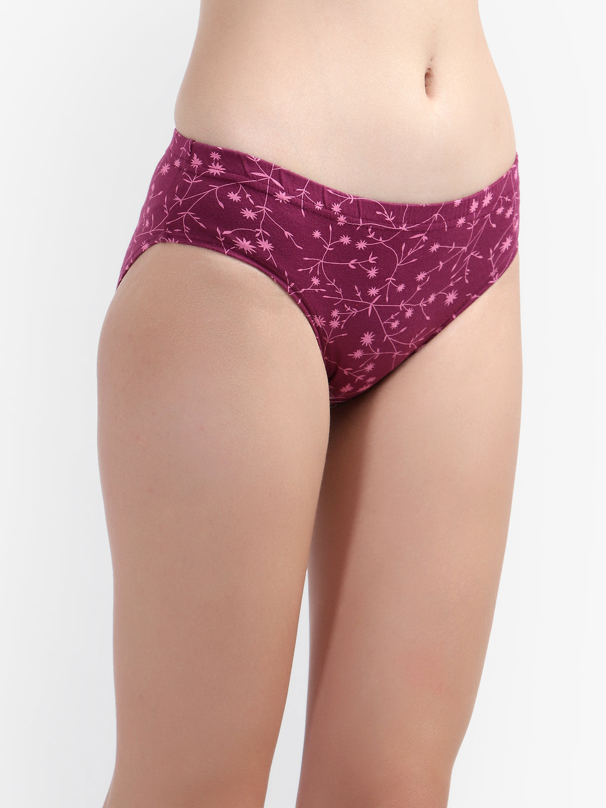 Printed Hipster Women Panty Wine No Ride Up Comfort