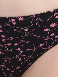 Printed Hipster Women Panty Black No Ride Up Comfort