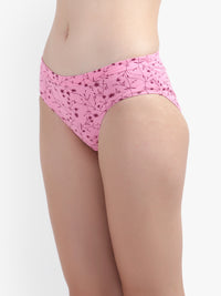 Printed Hipster Women Panty Pink No Ride Up Comfort