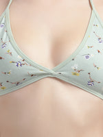 Women Green Print Cotton Bikini Set