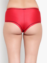 Red polyamide Boy Leg Briefs for women