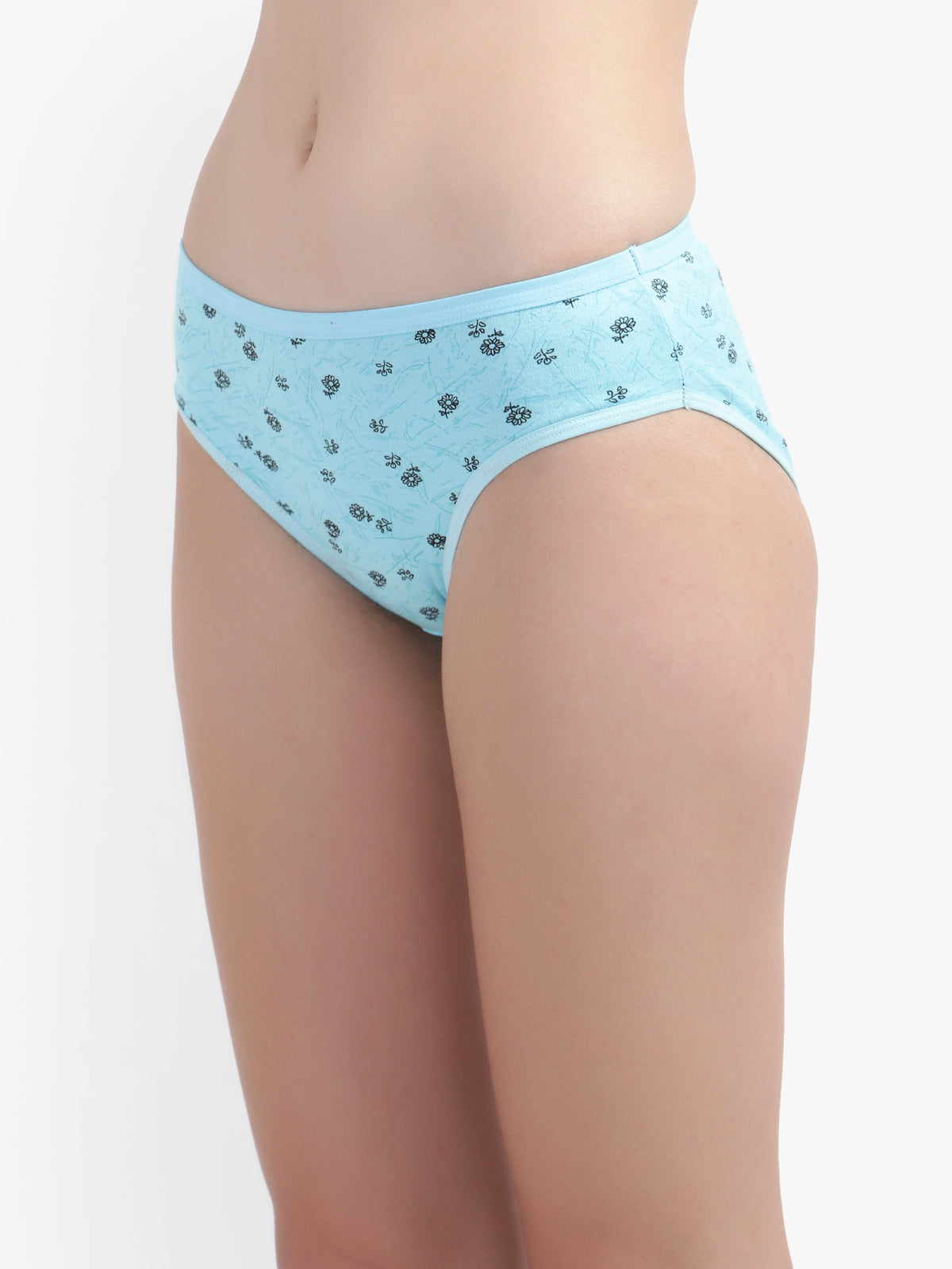 Buy Blue Breathable Printed Cotton Panties for Women No ride up