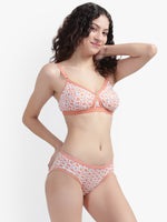 Buy Bruchi Club Women's Orange Print Cross Front Cotton Bra Panty Set