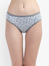 Bruchi Club Women's Print Grey Cross Front Cotton Minimizer Bra Panty Set