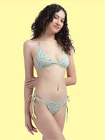 Women Green Print Cotton Bikini Set