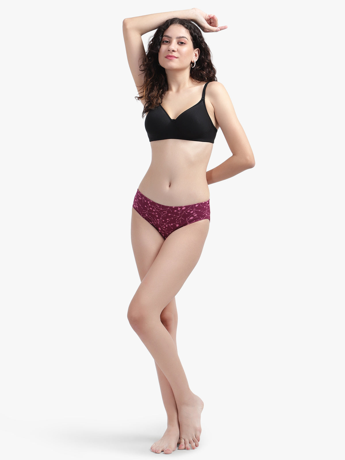 Printed Hipster Women Panty Wine No Ride Up Comfort