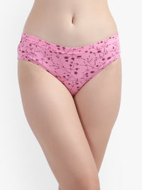 Printed Hipster Women Panty Pink No Ride Up Comfort