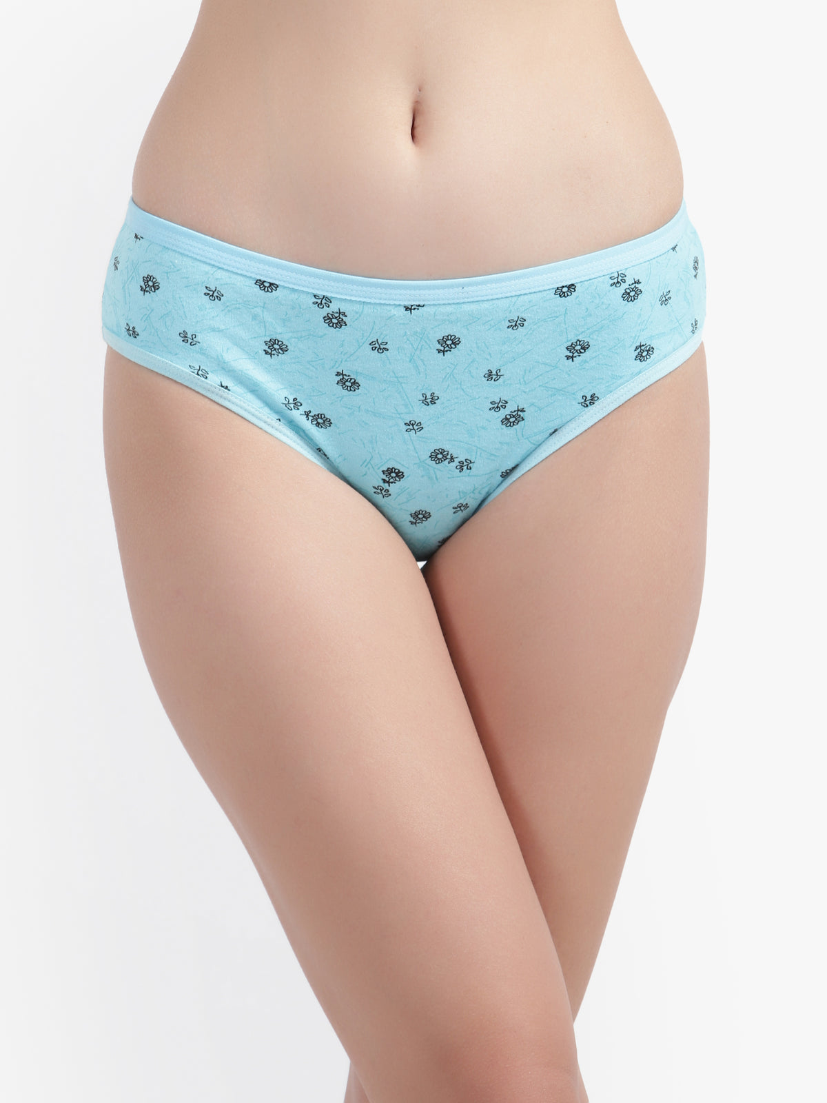 Buy Blue Breathable Printed Cotton Panties for Women No ride up