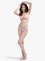 Buy Bruchi Club Women's Orange Print Cross Front Cotton Bra Panty Set