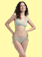 Women Green Print Cotton Bikini Set