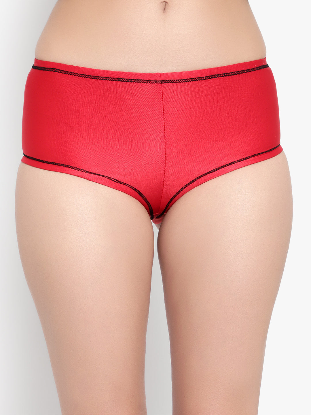 Red polyamide Boy Leg Briefs for women