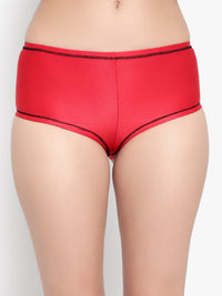 Red polyamide Boy Leg Briefs for women
