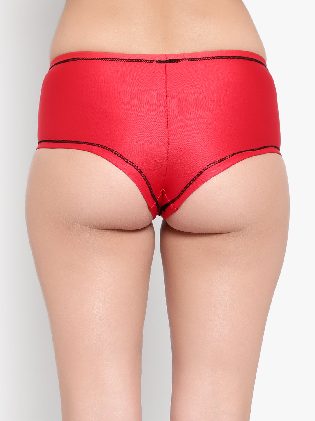 Red polyamide Boy Leg Briefs for women