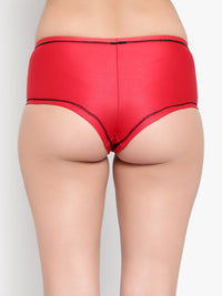 Red polyamide Boy Leg Briefs for women