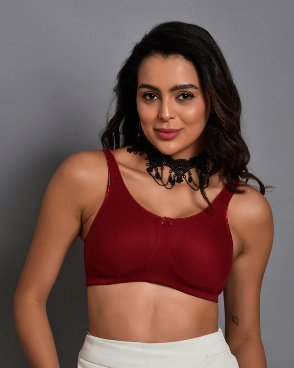 Bruchi Club Women Non-Padded Encircled shaping Full Coverage Bra Maroon Everyday