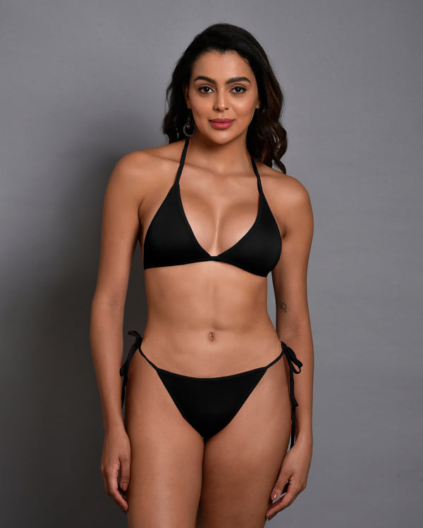 Buy Black Halter Neck Bikini Set for Women Online in India