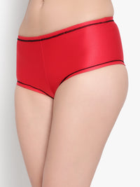 Red polyamide Boy Leg Briefs for women