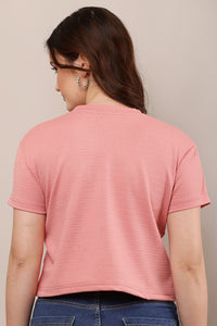 Being Deshi Women Lounge crop T-shirt Puce In Poly Jacquard – Skin-Friendly Relax Fit