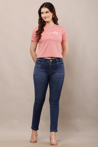 Being Deshi Women Lounge crop T-shirt Puce In Poly Jacquard – Skin-Friendly Relax Fit