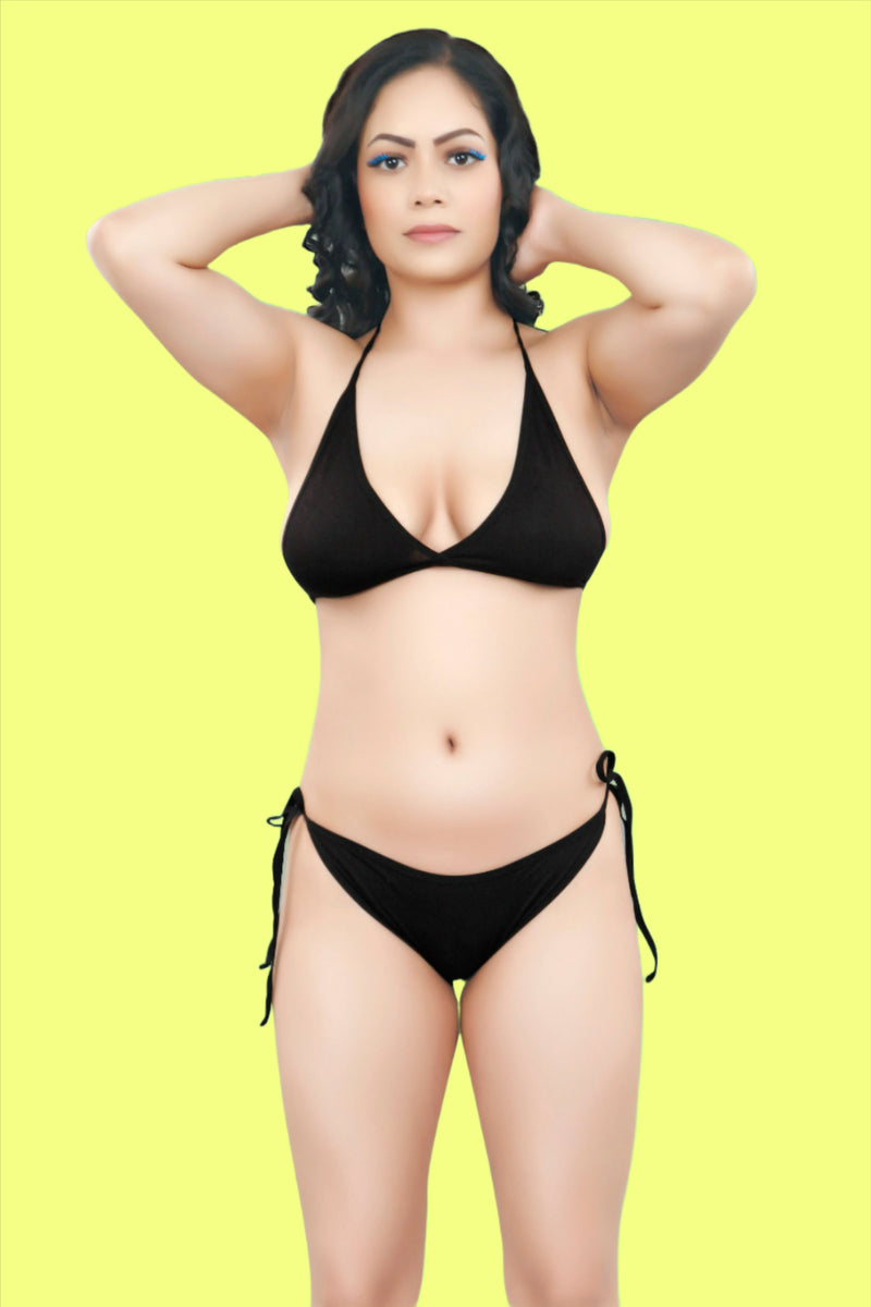 Buy Women Black Anti Bacterial Bamboo Lingerie Set Online in India 